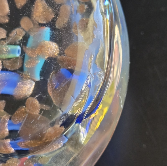 Large MCM Vintage Murano Sparkly Gold Flek Milifiori Candy Paperweight 2lbs 5oz. - Picture 16 of 16